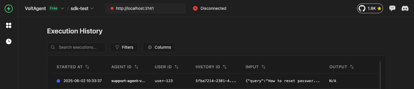 Trace creation in dashboard