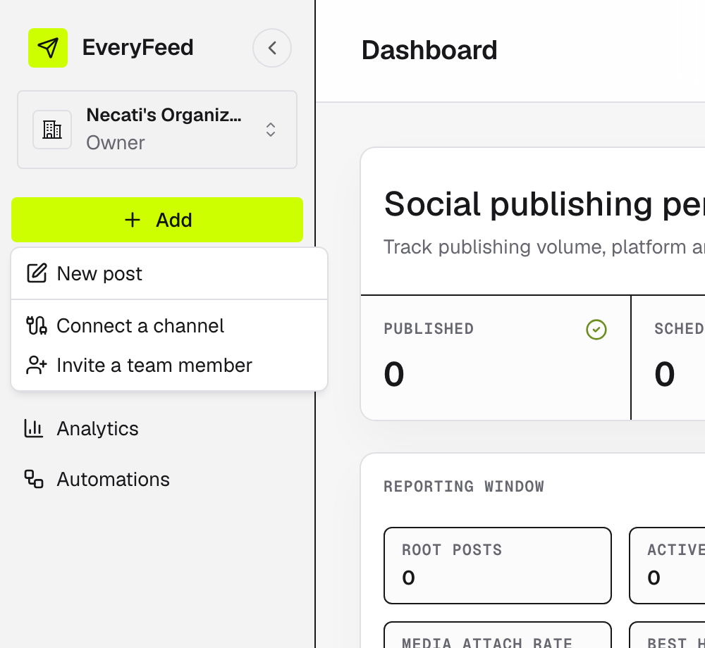 The + Add menu in the sidebar