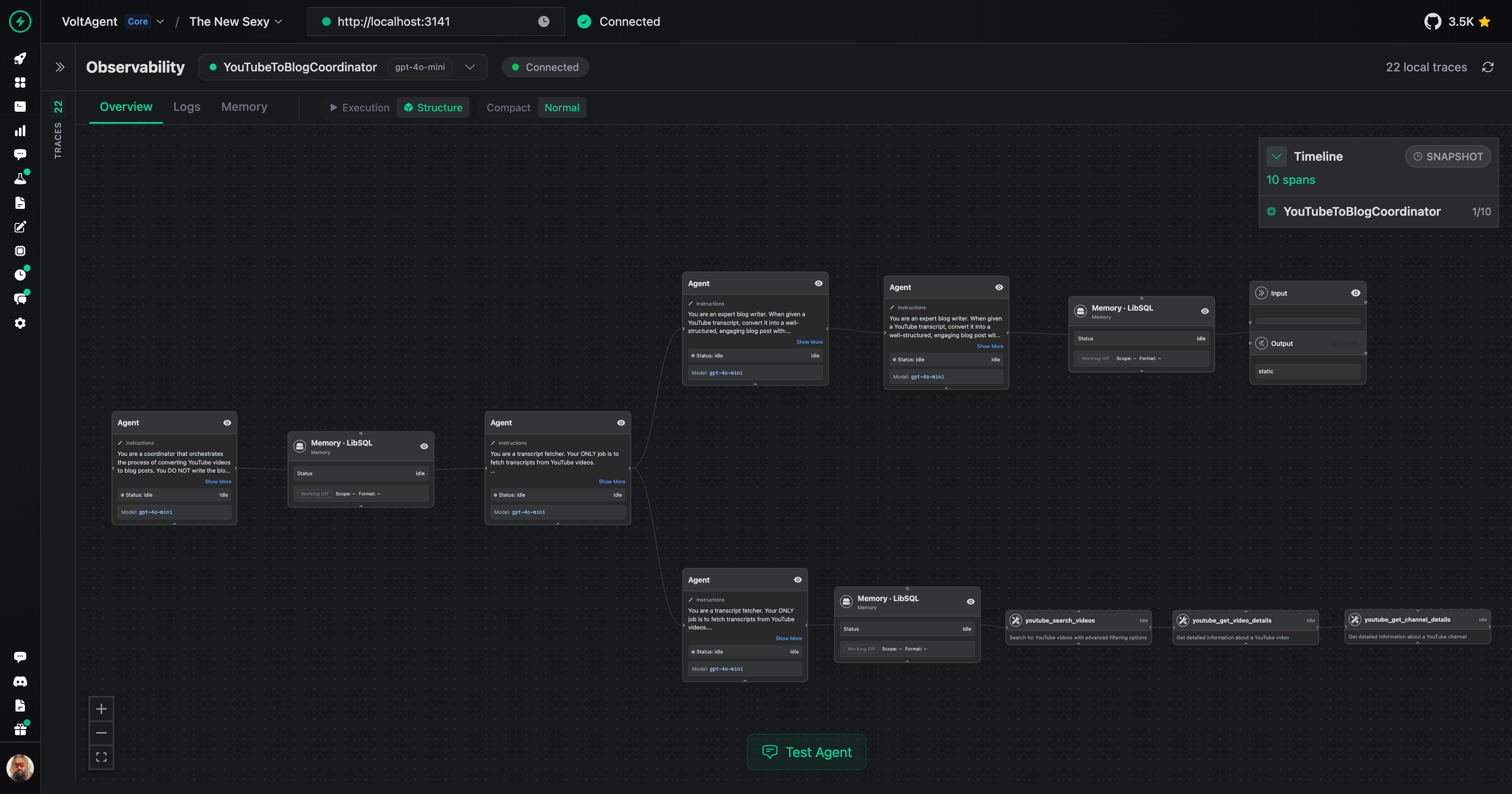 VoltAgent dev server ready