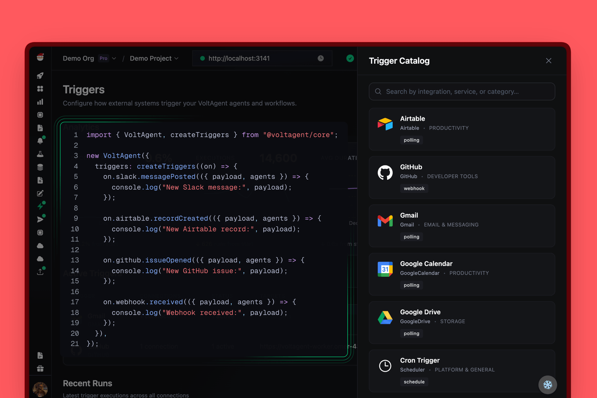 VoltOps Actions & Triggers Dashboard